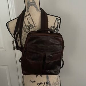 SPIKES & SPARROW Brown Leather Backpack unisex